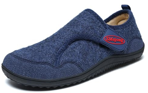 SMajong Zapatillas de Estar en Casa Hombre Invierno Mujer Pantuflas Antideslizantes Zapatos Cálido Cómodo de Planos Azul 42 EU