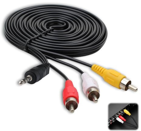 NIRJIK 3,5 mm TRRS auf 3×RCA AV Camcorder Videokabel 3 m, Klinke-auf-Cinch Audio-Video Kabel, Aux zu Cinch Verbindungskabel für Camcorder TV Projektor AV-Receiver Heimkino