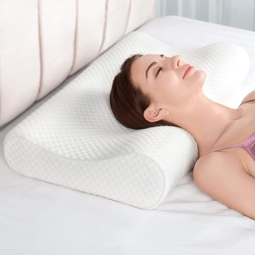 Olympia Cuscino Cervicale MEMORY FOAM per Dormire a Doppia Onda - Cuscino Memory Foam Traspirante, ergonomico, anallergico - Guanciale Memory Foam Federa Lavabile