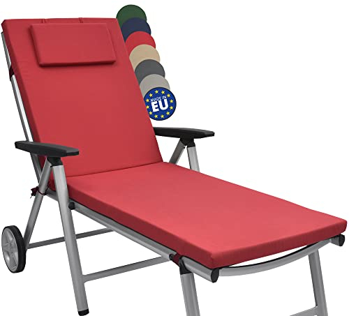 Beautissu Gartenliege Auflage Sonnenliege 200x60x5 cm Loft RL – UV-Beständige Sonnenliegen Liegestuhl Auflage mit Reißverschluss – Liegenauflage Polster Gartenmöbel Polsterauflagen Rot