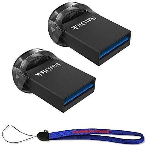 SanDisk 16GB Ultra Fit USB 3.1 Low-Profile Flash Drive (2 Pack Bundle) SDCZ430-016G-G46 Pen Drive with (1) Everything But Stromboli (TM) Lanyard