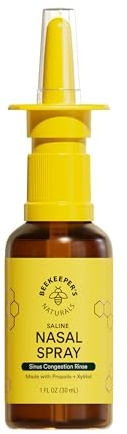 Beekeeper's Naturals Nasal Spray for Adults with Propolis, Xylitol & Saline, Clears Nasal Congestion, Moisturizes Sinus Canal, & Decongest Sinus Cavities, 1 fl oz