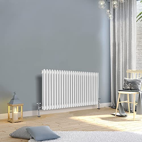 WarmeHaus 600x1190mm Horizontal Traditional 3 Column White Cast Iron Style Radiator Central Heating