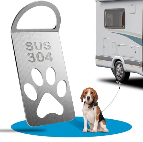 Anleinmöglichkeit Am Auto 304 Edelstahl, Anlegepflock für Hunde 0,4 cm Dick, Einzigartig Gestaltet Camper Zubehör, Auffahrplatte zum Anleinen Ideal zum Campen mit Hund