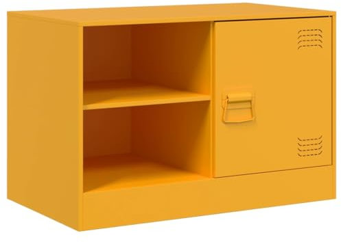 vidaXL Meuble TV Jaune Moutarde 67x39x44 cm Acier, Banc TV, Meuble télé, Meuble multimédia, Buffet TV, Meuble HiFi, Centre de Divertissement