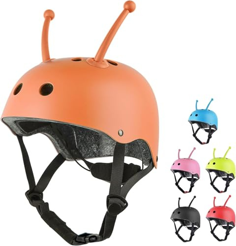 Casco Bicicleta para Niños, Casco Infantil Ajustable para Niños de 3 a 8 Años,Casco Bicicleta Niño para Bicicleta Scooter Ciclismo Rodillo Patinaje (Naranja)