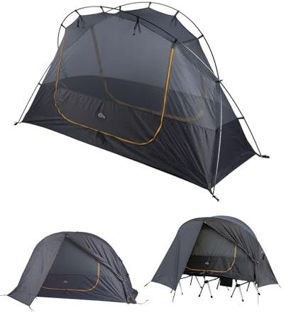 iClimb Ultralight 4 Season Solo Tent Waterproof with Snow Skirt Rainfly, Ground/Off The Ground Tent for Backpacking Camping Hiking Trekking Mountaineering (Grey)