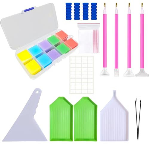 100 Stücke Diamond Painting Glue Clay Diamond Painting Wachs Diamond Painting Zubehör Set 5D Diamond Painting Zubehör Diamond Painting Wachs Kleber Diamant Werkzeuge mit Aufbewahrungsbox