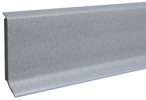 PROVISTON Lot de 5 plinthes en plastique - 12,8 x 60 x 2 500 mm - Mousse rigide en PVC - Gris - À coller, clips, vis et clous, lèvre souple teintée dans la masse - 12,5 m