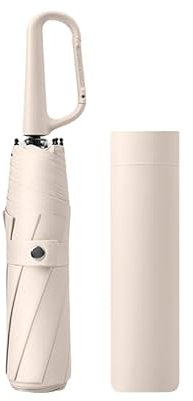 erised's bifrost Faltender Regenschirm mit Karabinergriff, Beschichtungsschicht 8 Rippen Freien UV Schutz,Sonnenschutz Kleiner Sonnenschutzfür Koffer Kompakt Taschenschirm für Damen und Kinder Reise