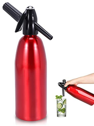 Soda Siphon 1L Portable Aluminium Machine à Eau gazeuse pour Soda Boisson Cocktail Mojitos Jus (Rouge) AstraLoom
