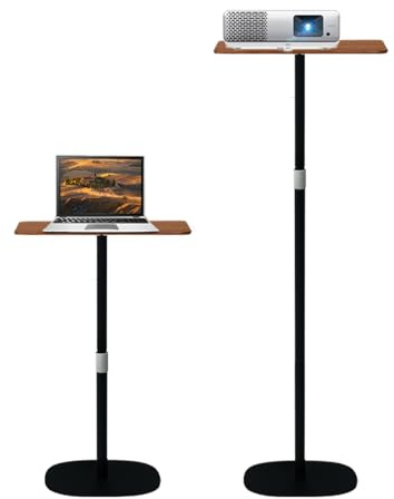 Small Laptop Standing Desk, Adjustable Height Pedestal End Table with Wooden Top, Portable Tall Side Table Workstation, Sit-Stand Desks for Bedside,Sofa,Couch, Living Room, Bedroom, Home Office, Brown