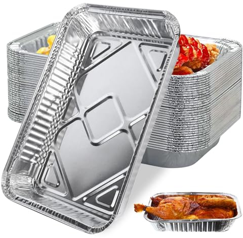 GBKDQQ Lot de 30 bols à griller en aluminium - Grand plat de 2200 ml - Moule à four jetable - Bacs récupérateurs de graisse pour la cuisson, le rôtissage, la cuisson, réutilisables, 31,5 x 20,5 x 5 cm