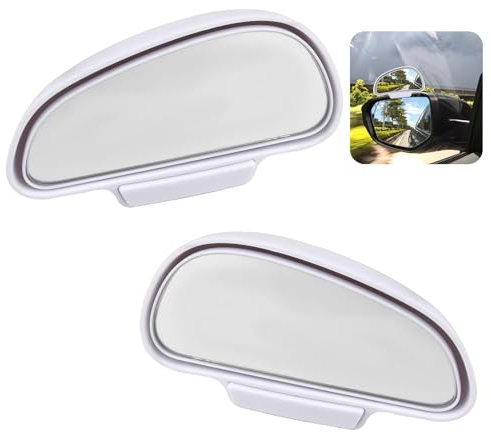 2pcs Miroir D'angle Mort Pour Rétroviseur, pour Voiture, Camion, SUV, Van - Miroir d'Angle Mort Réglable à 360 Degrés, Vision Élargie, Universel, Installation Facile, Blanc