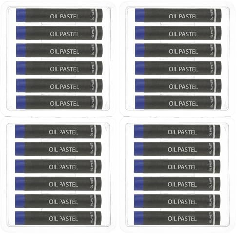 PATIKIL 24Pcs Pastels À L'huile Bleu Foncé Fournitures Artistiques | Craies Grasses Douces Bâtons Crémeux, Pour Peinture Dessin Mélange Graffiti Pour Débutants Artistes