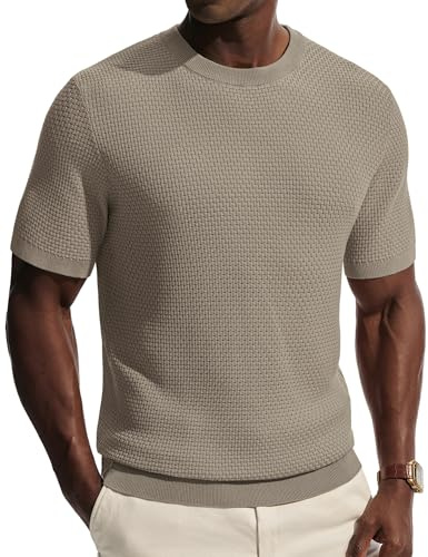 PJ PAUL JONES T-tröjor för män kortärmad t-shirt med rund hals solid stickad t-shirt herrtoppar