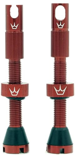 Peaty's X Chris King MK2 Valvole Tubeless Presta con Strumento Multifunzione - Set Valvola Tubeless in Lega Aeronautica 7075 per MTB, Strada e Gravel, Adatte per Tutti gli Inserti - 42 mm, Rosso