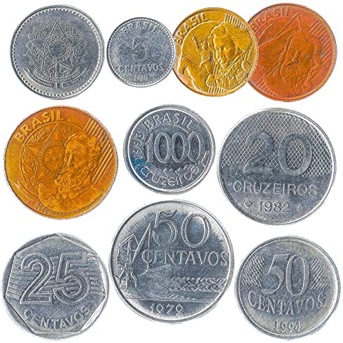 Hobby of Kings Brazil 10 Mixed Coins | Centavos | Real | Cruzados | Cruzeiros Reais | Since 1967
