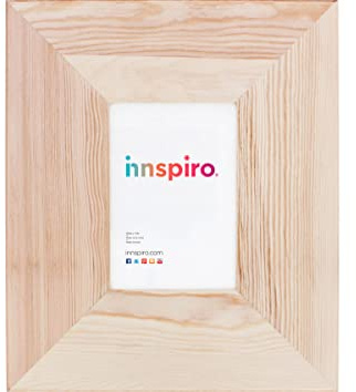 INNSPIRO Marco madera de pino macizo con trasera 9cm. moldura 9x13cm., madera sin tratar, natural, para manualidades, decorar y personalizar