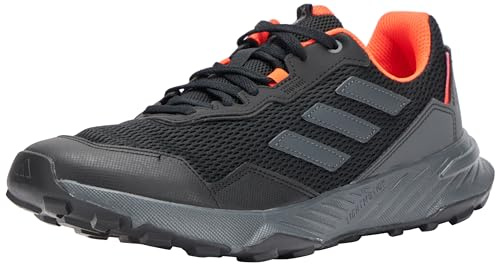Adidas Hombre Tracefinder Trail Running Shoes, Carbon Black/Grey Six/Solar Red, 40 2/3 EU