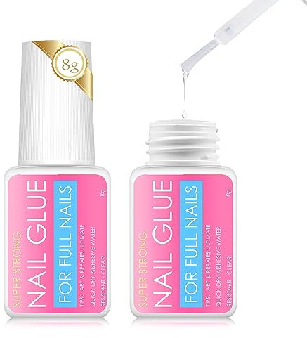 2 * 8g False Nail Glue Extra Strong,for Broken Nails Long Lasting,Super Strong Quick Dry Adhesive for Nail Art,Durable and Long Lasting Press on Nails