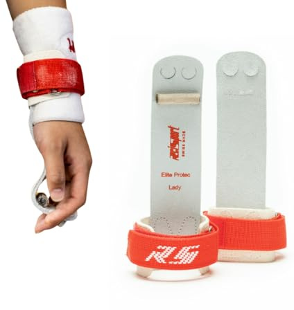 Reisport Kvinnor Protec Ojämn Bar Gymnastiska grepp, hållbart läderlyftgrepp med krok och ögla stängning för säkert grepp, handgrepp träningskuddar för skivstång, pull-ups, handomslag för avancerade