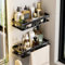 2 Pezzi Mensola Doccia con Ganci, Porta Shampoo Doccia Mensole Bagno Senza Foratura, Porta Bagnoschiuma da Doccia per Bagno, Cucina, Alluminio Spaziale,Antiruggine