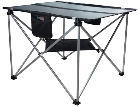Technaxx 60W klappbarer Solar-Campingtisch TX-252, Tragbares Monocrystalline Solarpanel-Ladegerät mit 3xUSB-Ladeanschlüssen, DC-Ausgang und Robustes Design – Ideal für Camping und Outdoor