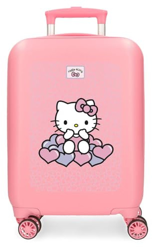 Hello Kitty Hearts & Dots Maleta de Cabina Rosa 33x50x20 cms Rígida ABS Cierre de combinación Lateral 28,4L 2 kgs 4 Ruedas Dobles Equipaje Mano