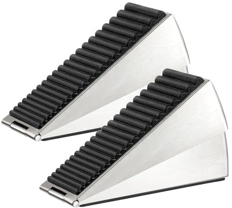 Flora GUADR Adjustable Spring Loaded Large Door Stopper - Heavy Duty Tall Door Stop Wedge for Bottom of Door, 3 Inch Doorstop Stainless Steels and Rubber Made Suits Any Heavy Door （2 Pack）