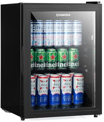 Subcold Cave60 LED Glass Door Beer Fridge for Wine & Drinks | Mini Chiller | 54 Cans (Black)