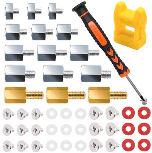 Bemaka M.2 SSD Mounting Screws Kit, M.2 Motherboard Standoffs and Screws, M.2 NVMe Screw with Magnetic Screwdriver for Laptop Computer DIY & Repair