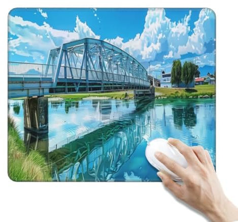 City Mouse Mat Small Gaming Mouse Pad 13.4 x 11 Inch, Waterproof Small Mouse Mat Mousepad with Non-Slip Rubber Base, Gaming Desk Mat for Office Accessories, Home Decor, Gifts (340x280x3 mm, Bridge)