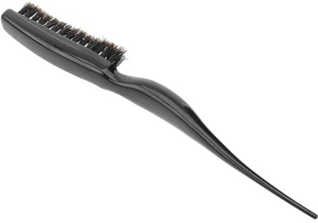 TOVINANNA Brosse à Poils de Sanglier pour Salon de Coiffure Brosse à Crêper à Poils Fins Noire Minimise Les Dommages Manche Ergonomique Taille de Voyage