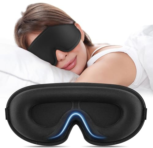 Oumida 3D Schlafmaske für Seitenschläfer, Verstellbares Gummiband, lichtblockierend und Atmungsaktiv, Augenmaske für Männer Frauen, für Reisen, Büro, Yoga (Schwarz)
