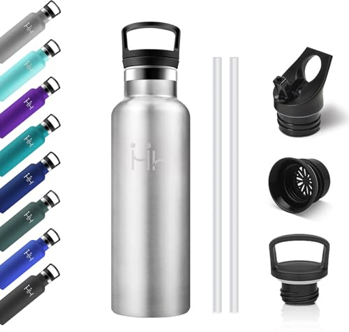 Borraccia Acciaio Inox 500ml, Bottiglia Termica con Cannuccia, Isolamento Termico a Doppia Parete, a Prova di Perdite, Riutilizzabile, senza BPA, Termos per Uffici, Viaggio, Campeggio, Ciclismo