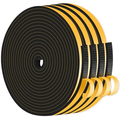 Dichtungsband Selbstklebend,Moosgummi Selbstklebend,Dichtungsband zur Isolierung von Türrahmen,Fenstern und Klimaanlagen (Schwarz,6mm x 3mm x 20M)