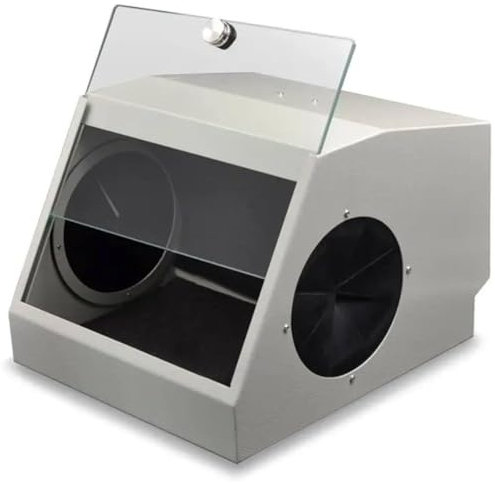 Cabina modular de granallado, caja de polvo para laboratorio dental con dispositivo de extracción y filtrado de aire, fuente de luz LED de 5500 K, evita que el polvo se escape durante el arenado.