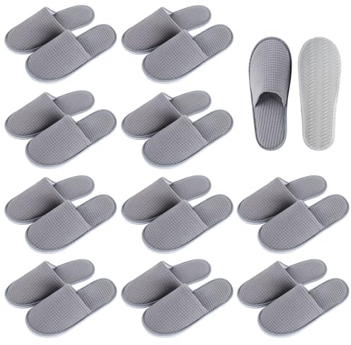 10 Paia di Pantofole per Ospiti, Ciabatte Ospiti, Pantofole in Spugna da 7 mm, Pantofole da Spa con Punta Chiusa, Pantofole da Hotel per Uomo e Donna, per Hotel, Salon Spa, Casa, Viaggi, Taglie 38-44