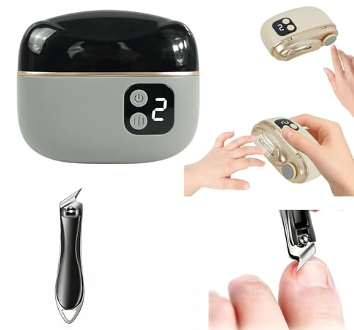 Tagliaunghie Elettrico, Tagliaunghie Elettrico Automatico 3 In 1 + Taglia Unghie Inclinato per Unghie Spesse, Regolazione a tre Velocità, Con Luce LED，Ideale per Tutte le Esigenze di Cura Delle Unghie