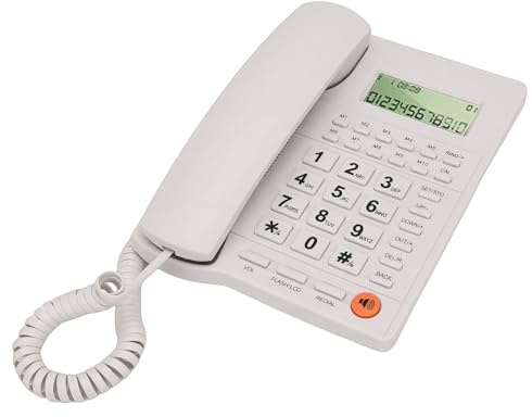 Zunate Teléfono Fijo con Cable, Teclas Grandes, Volumen de Timbre Ajustable y sin Función de Encendido/Apagado, Ideal para el Hogar, la Oficina y s Mayores. (White)