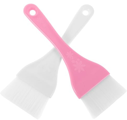 2 Pinceaux pour Masque Visage, Plastique Nylon, Application Uniforme | Masque D’Argile, Lotion Corporelle, Remplacement Pratique, Usage Visage et Corps, Blanc Rose