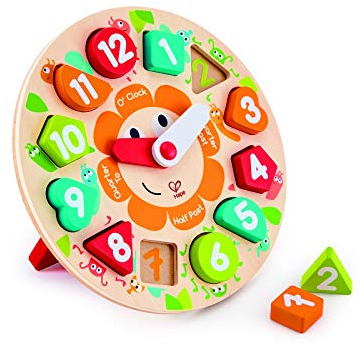 Hape Steckpuzzle Uhr - Großes Holz-Uhrpuzzle-Lernspielzeug mit dicken Zeigern und Zahlen, pädagogisches Puzzle, Motorik- und Zahlen-Training, interaktives Holzspielzeug für Kinder ab 3 Jahren