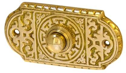 Sonnette de porte antique, B9151, en laiton poli, avec plaque de sonnette et bouton de sonnette - Fabriquée à la main selon des modèles antiques