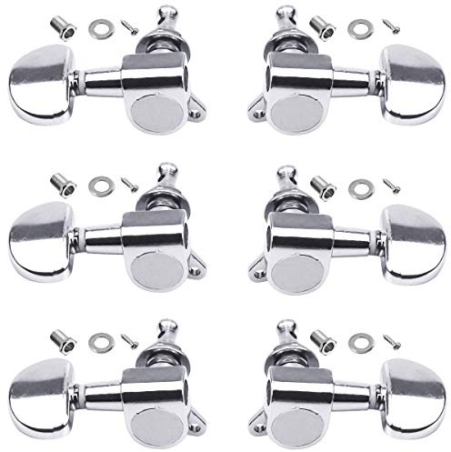 NATUCE 6PCS 3L 3R Accordatori per Chitarra, Pioli Accordatura per Corde Chitarra, Accordare Pioli con Boccole e Viti, Tuning Piroli per Chitarra per Chitarra Acustica Elettrica - Argento
