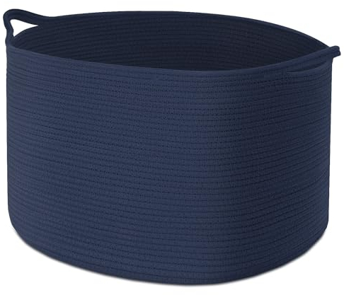 Maliton Stair Basket,Blue Laundry Basket for Washing Room, 50x35 cm 68L Toy Storage for Kids Room, Foldable Laundry Hamper with Sturdy Handles, Blue