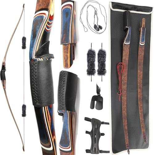 wolfman 60 Zoll traditioneller Bogen Takedown Langbogen Set 20-55 lbs Bogenschießen Jagdbogen Reiterbogen Recurvebogen Dreiecksbogen (30 LBS, Typ B)