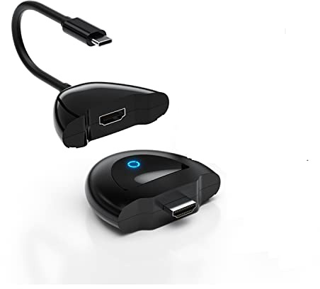 AIMIBO 2-i-1 trådlös HDMI-sändare 4K, 2-i-1 USB-C/HDMI dubbel skärm trådlös förlängare 50 m avstånd lämplig för Neflix/Hulu/Prime Video/Sky Go/TikTok/YouTube/Setup Box/Blu-ray-streaming