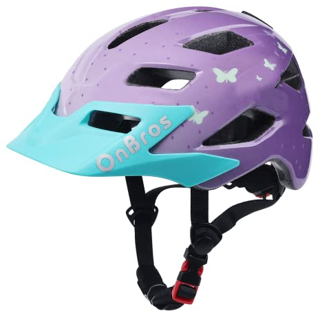 OnBros Kids Bike Helmet - Bike Helmets for 5-14 Boys or Girls with Visor, Children Bicycle Helmet for Skateboard Mountain Scooter Road Cycling, Lightweight and Adjustable 50-57CM
