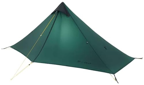 Telomat 3F Lanshan1 Ultralight Tent 3/4 Season Portable Backpacking Tent for 1-Person 15D Silicon Coated Waterproof Poleless Double Layer Tent for Camping, Climbing, Hiking (Green 3 Season)